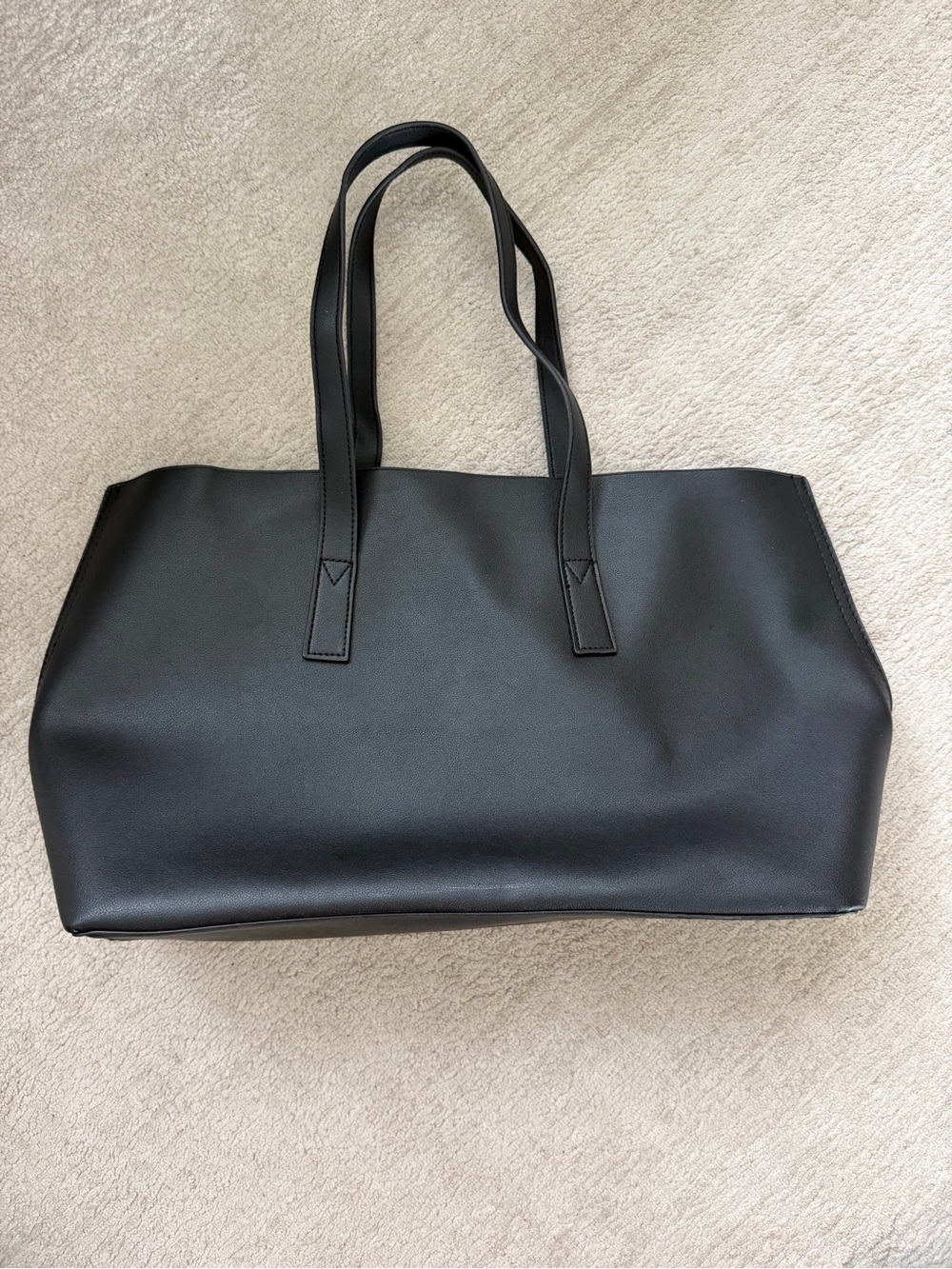 Classic Black Faux Leather Tote